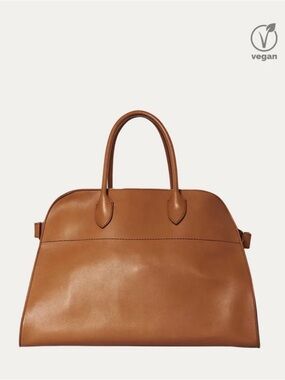 MODAVO Structured Vegan Leather Satchel Bag in Cognac Brown & Black (2 for sale)